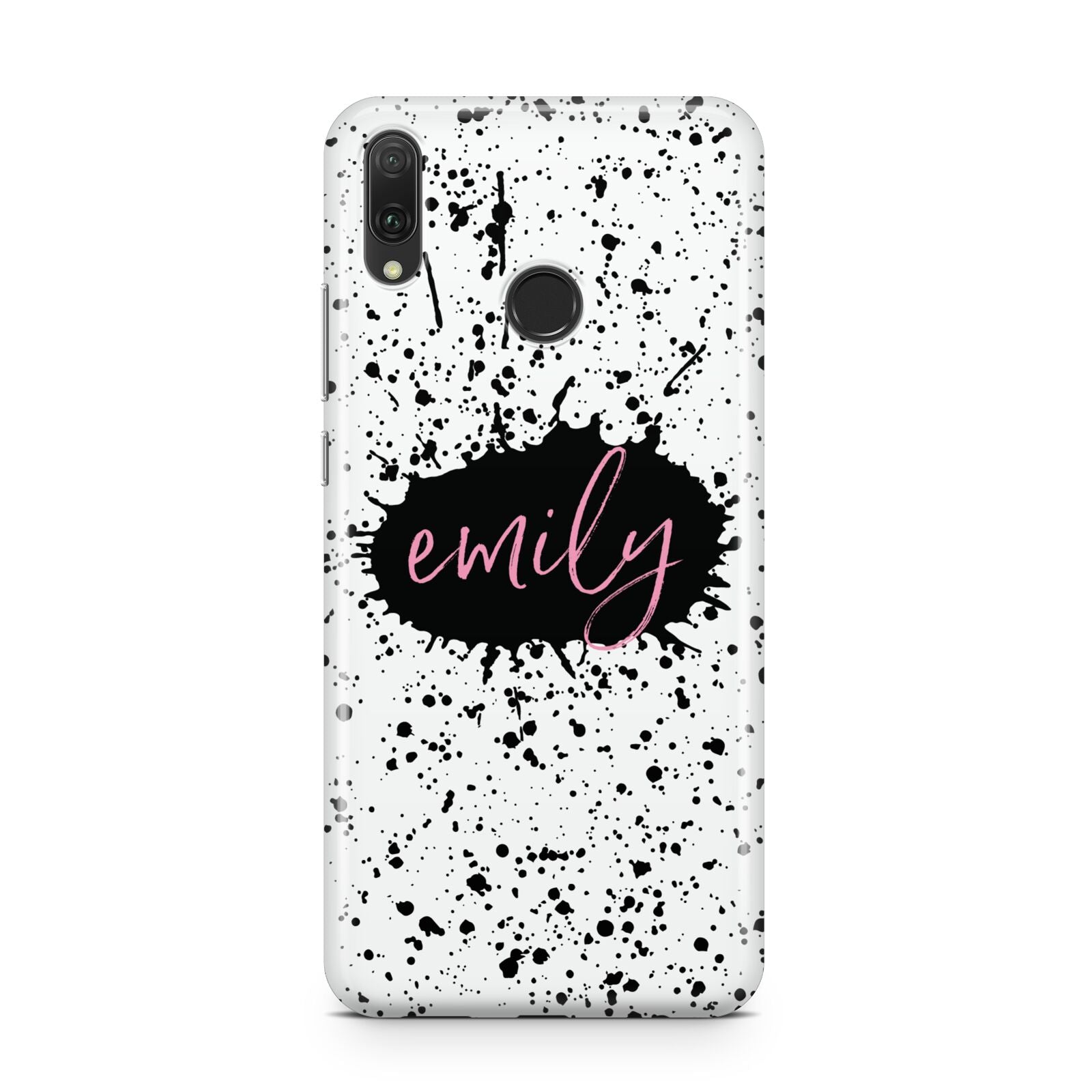 Personalised Black Ink Splat Name Huawei Y9 2019