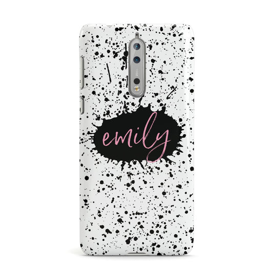 Personalised Black Ink Splat Name Nokia Case