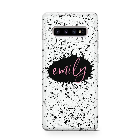 Personalised Black Ink Splat Name Protective Samsung Galaxy Case