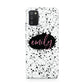 Personalised Black Ink Splat Name Samsung A02s Case