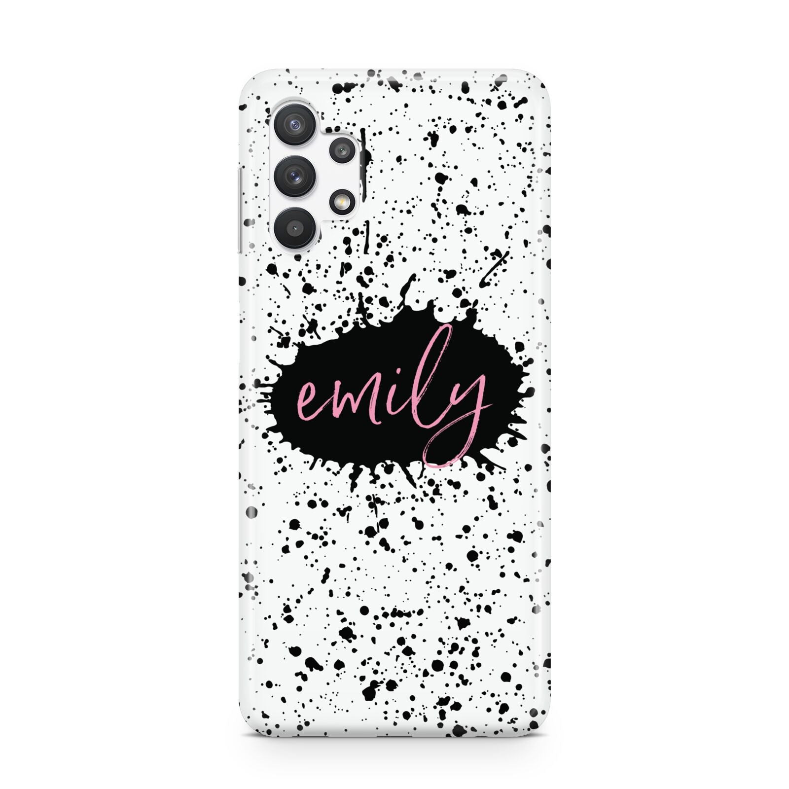 Personalised Black Ink Splat Name Samsung A32 5G Case