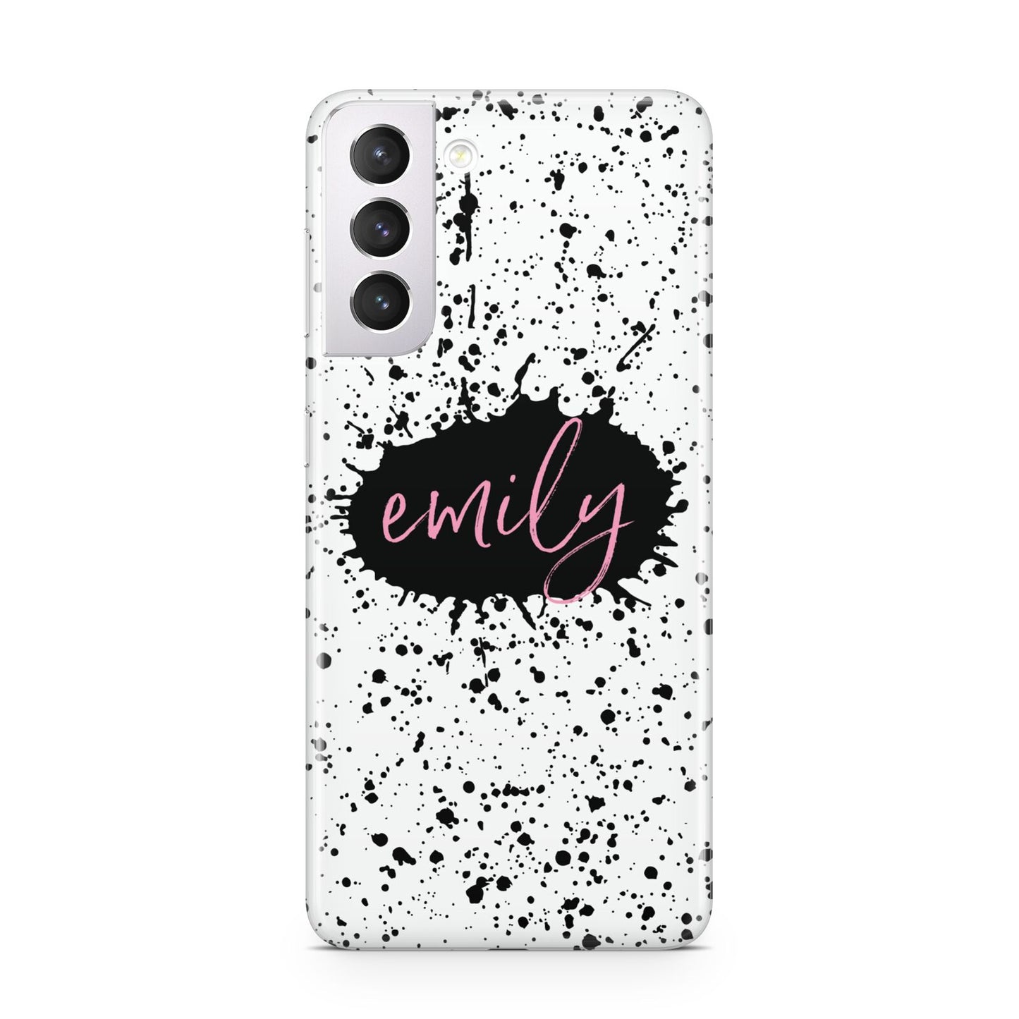 Personalised Black Ink Splat Name Samsung S21 Case
