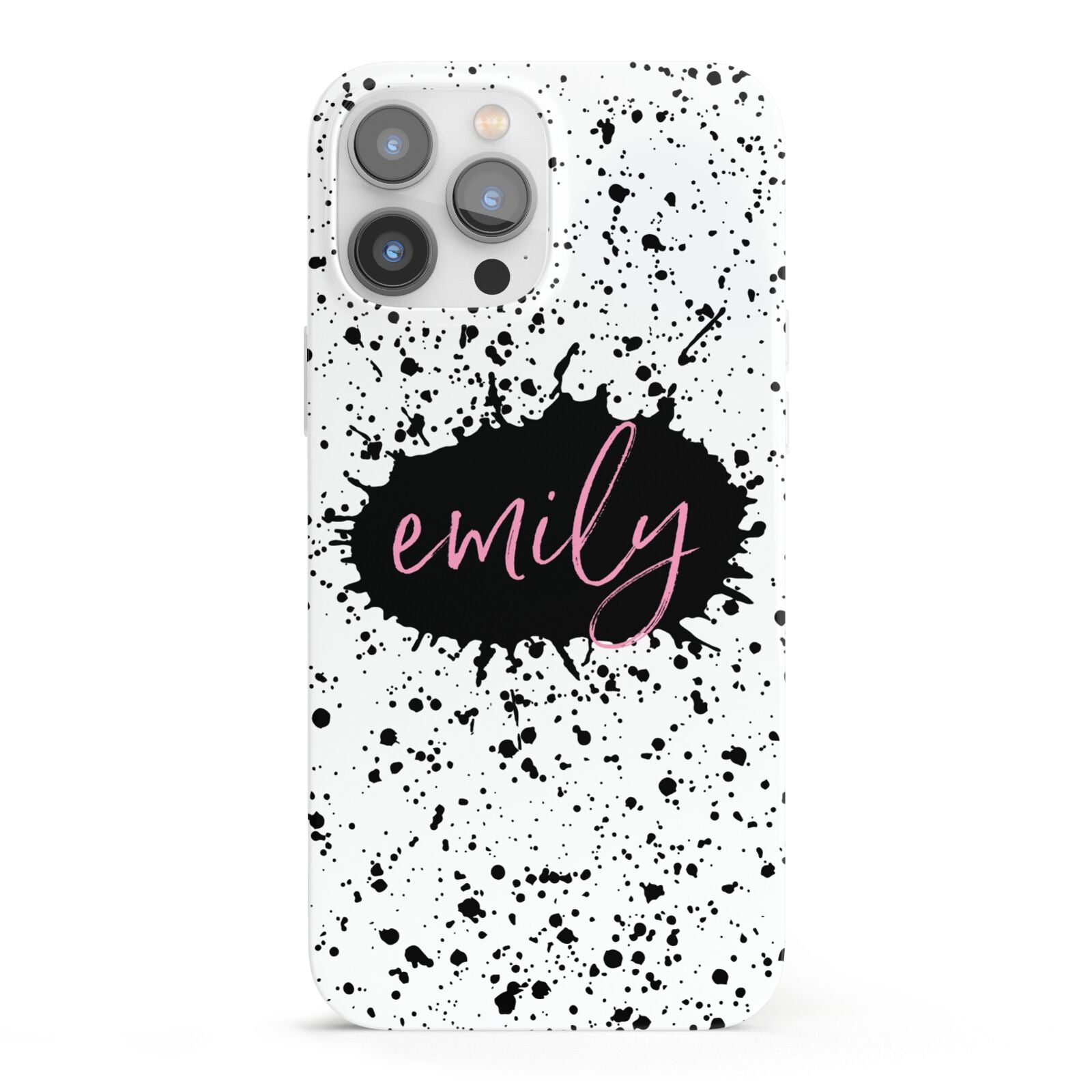 Personalised Black Ink Splat Name iPhone 13 Pro Max Full Wrap 3D Snap Case