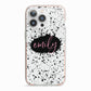 Personalised Black Ink Splat Name iPhone 13 Pro TPU Impact Case with Pink Edges
