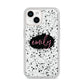 Personalised Black Ink Splat Name iPhone 14 Clear Tough Case Starlight