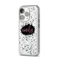 Personalised Black Ink Splat Name iPhone 14 Pro Glitter Tough Case Silver Angled Image