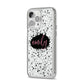 Personalised Black Ink Splat Name iPhone 14 Pro Max Clear Tough Case Silver Angled Image