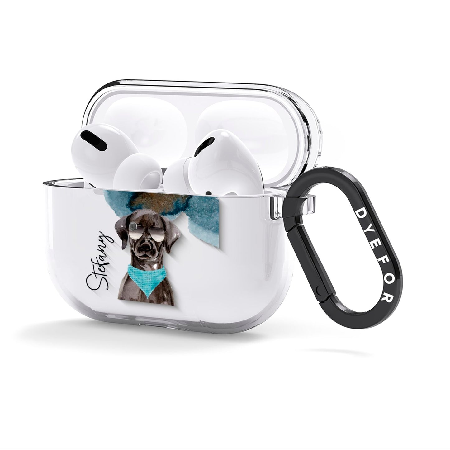 Personalised Black Labrador AirPods Clear Case 3rd Gen Side Image