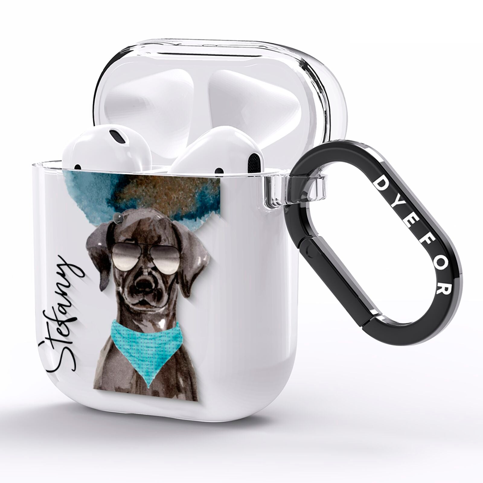 Personalised Black Labrador AirPods Clear Case Side Image