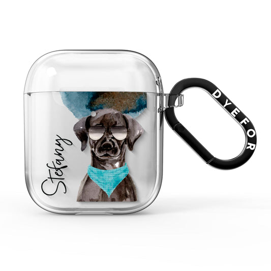 Personalised Black Labrador AirPods Clear Case
