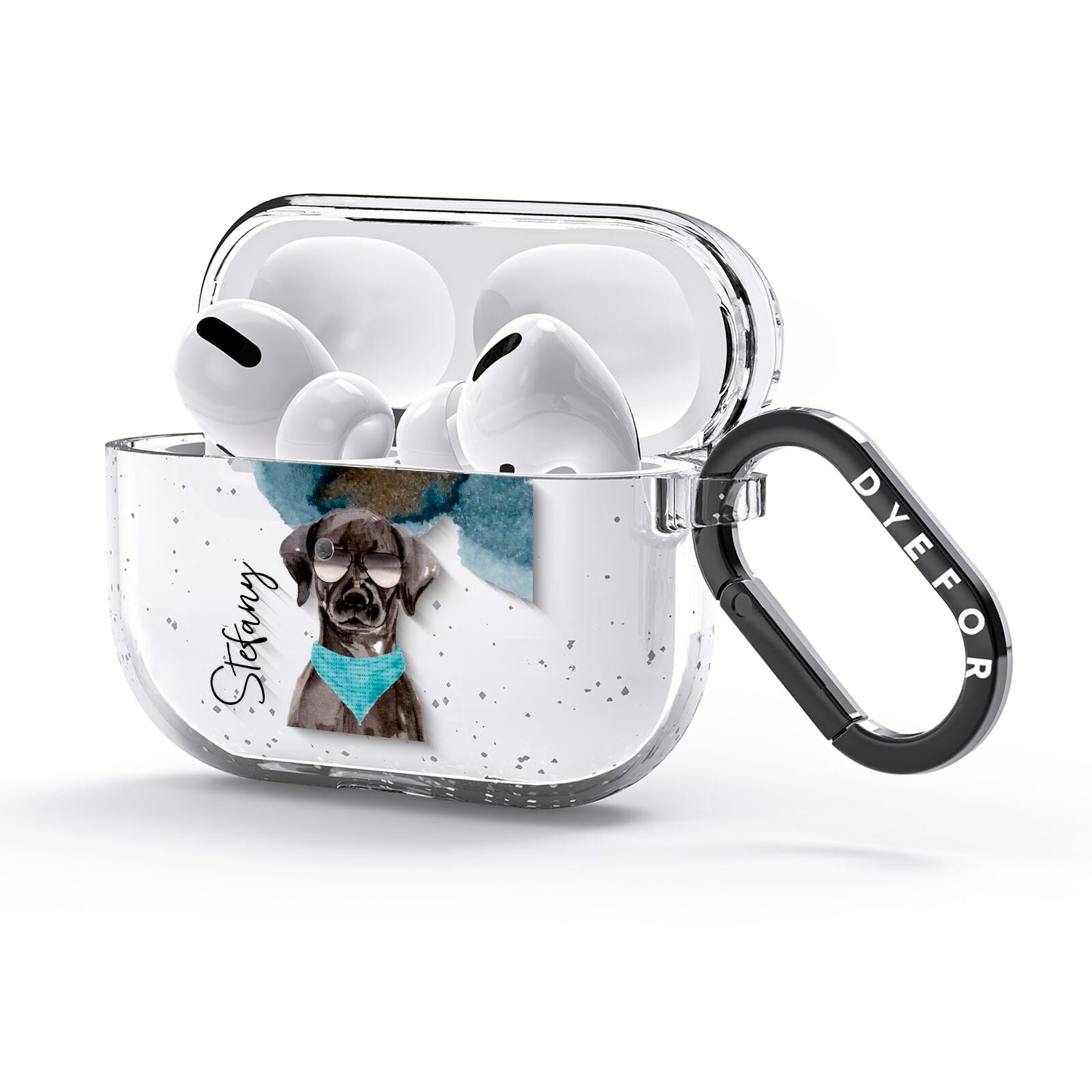 Personalised Black Labrador AirPods Glitter Case 3rd Gen Side Image