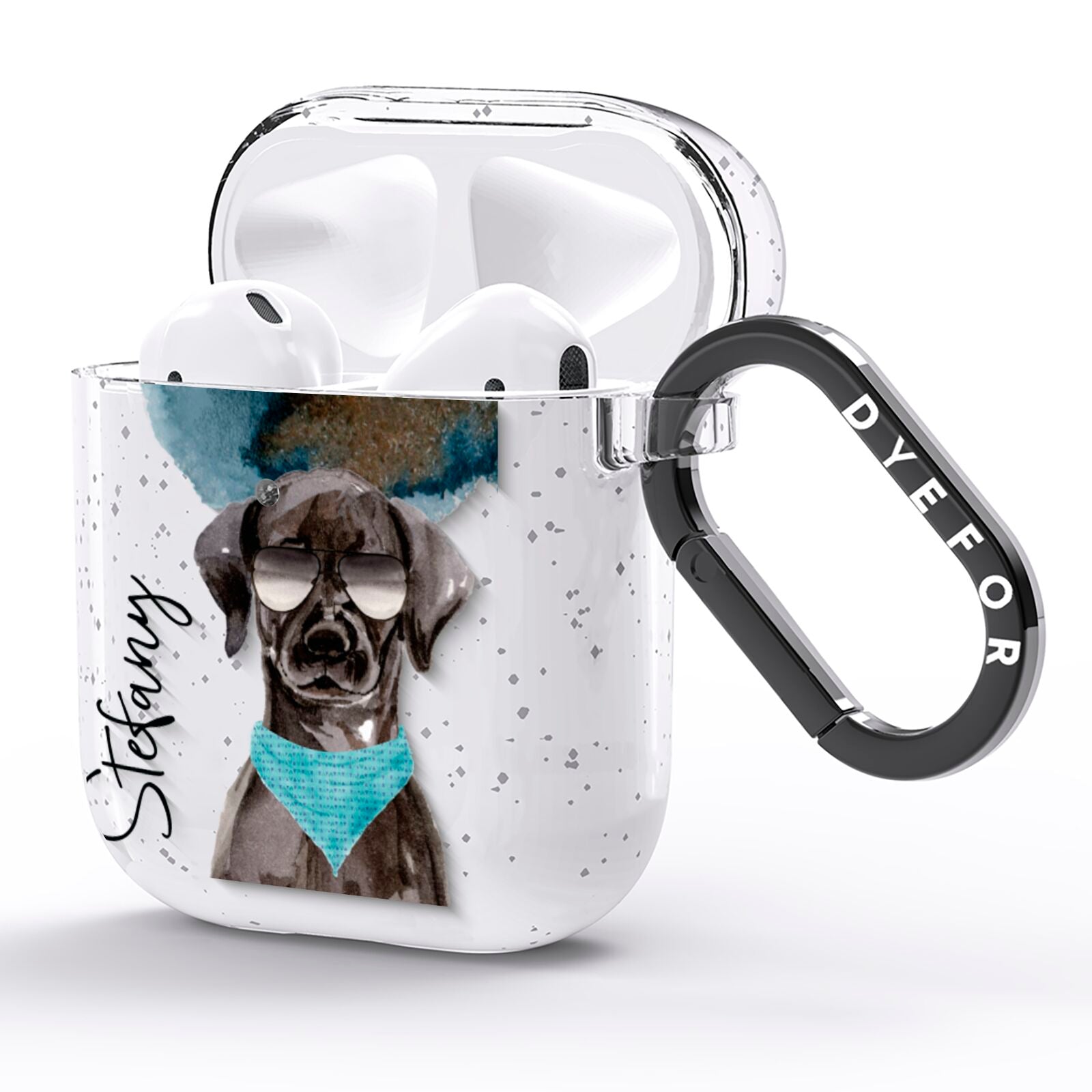 Personalised Black Labrador AirPods Glitter Case Side Image