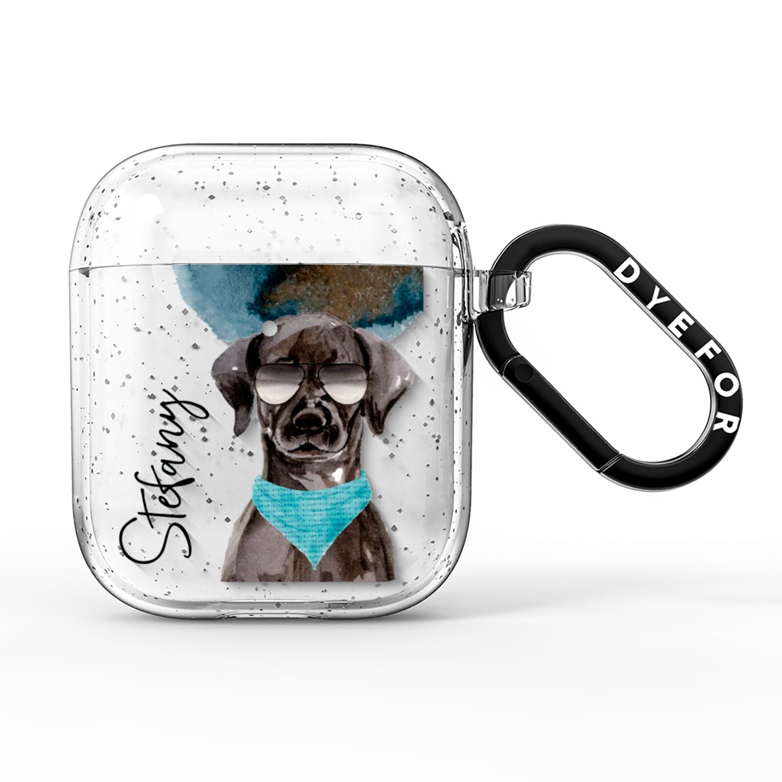 Personalised Black Labrador AirPods Glitter Case