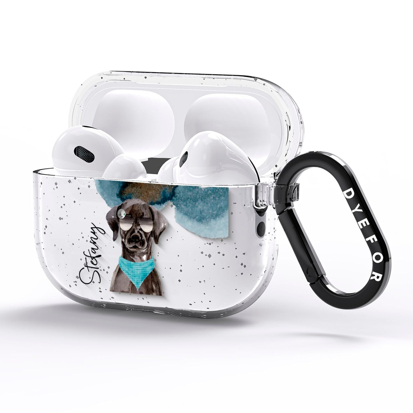 Personalised Black Labrador AirPods Pro Glitter Case Side Image