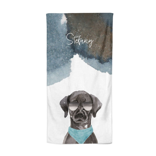 Personalised Black Labrador Beach Towel