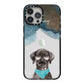 Personalised Black Labrador iPhone 13 Pro Max Black Impact Case on Silver phone