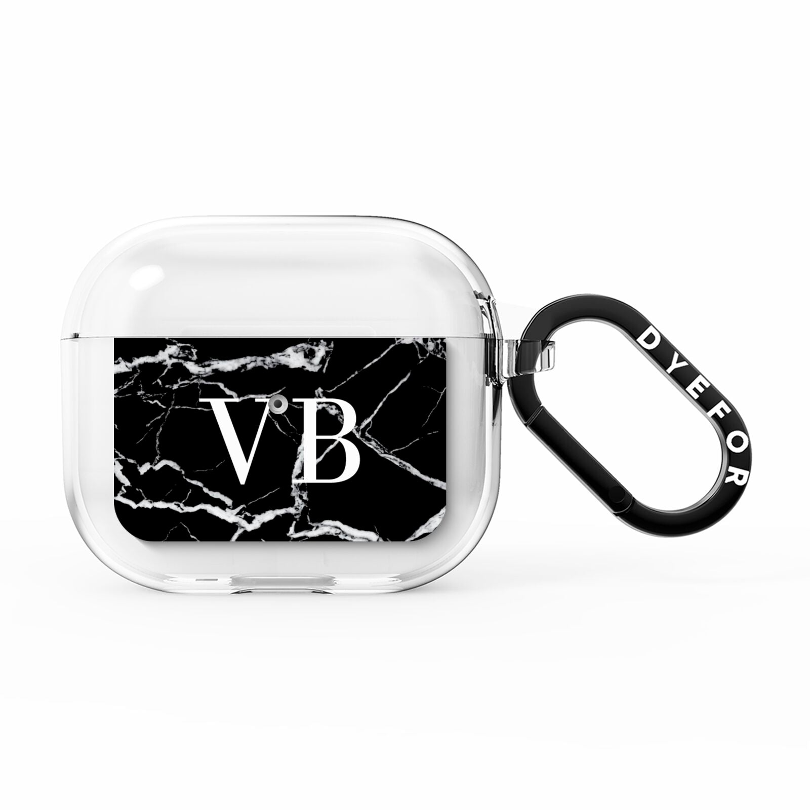 Personalised Black Marble Effect Monogram AirPods Clear Case 3rd Gen