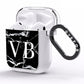 Personalised Black Marble Effect Monogram AirPods Clear Case Side Image