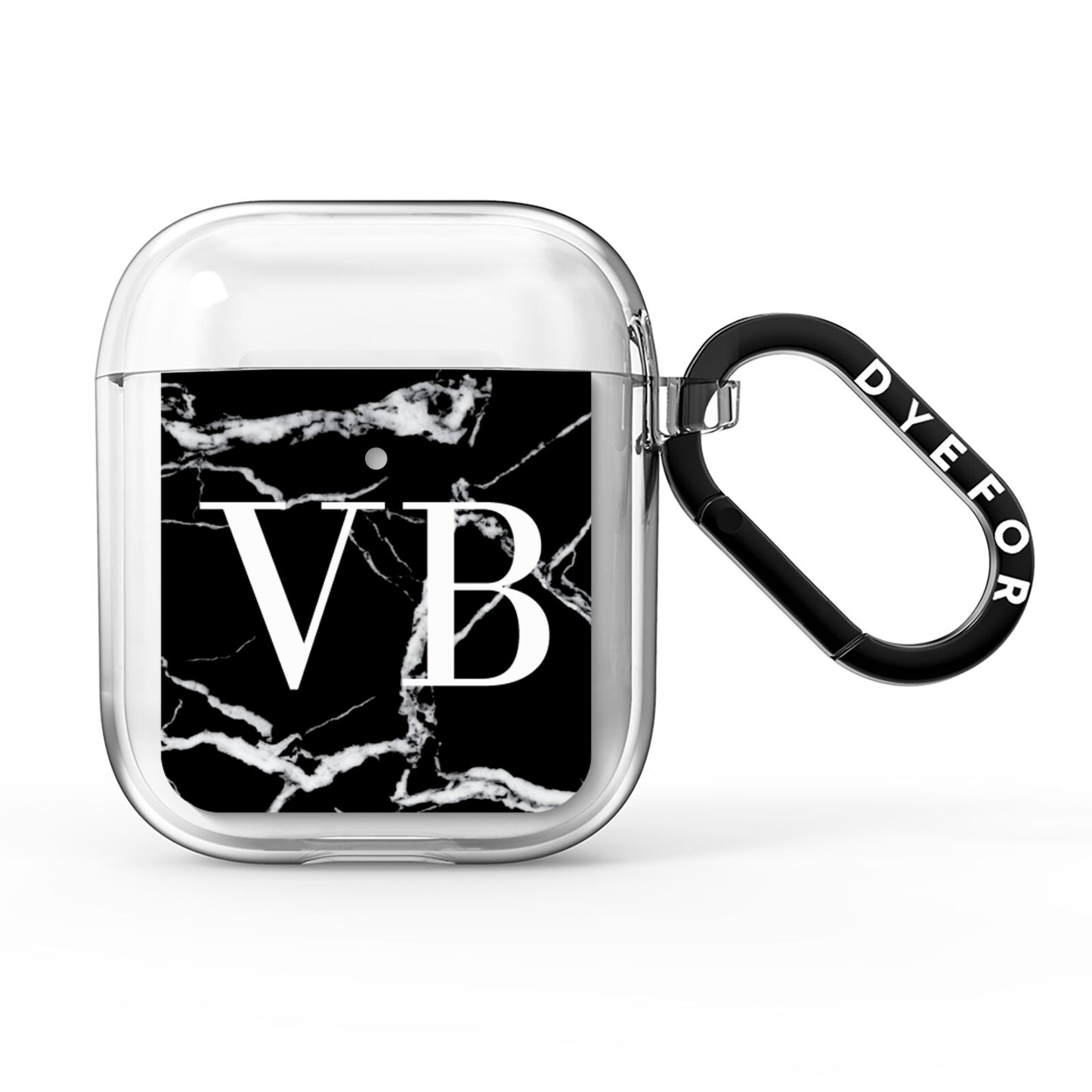 Personalised Black Marble Effect Monogram AirPods Clear Case