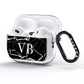 Personalised Black Marble Effect Monogram AirPods Pro Glitter Case Side Image