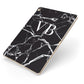 Personalised Black Marble Effect Monogram Apple iPad Case on Gold iPad Side View
