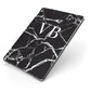 Personalised Black Marble Effect Monogram Apple iPad Case on Grey iPad Side View