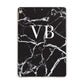 Personalised Black Marble Effect Monogram Apple iPad Gold Case