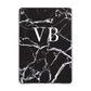 Personalised Black Marble Effect Monogram Apple iPad Grey Case