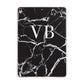 Personalised Black Marble Effect Monogram Apple iPad Rose Gold Case