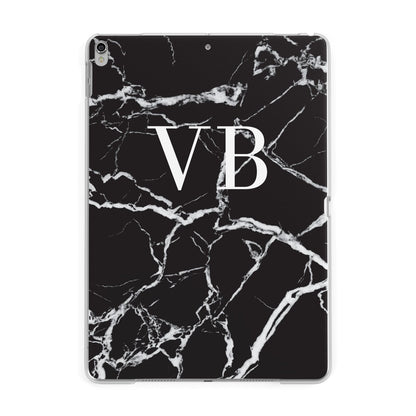 Personalised Black Marble Effect Monogram Apple iPad Silver Case