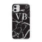 Personalised Black Marble Effect Monogram Apple iPhone 11 in White with Bumper Case