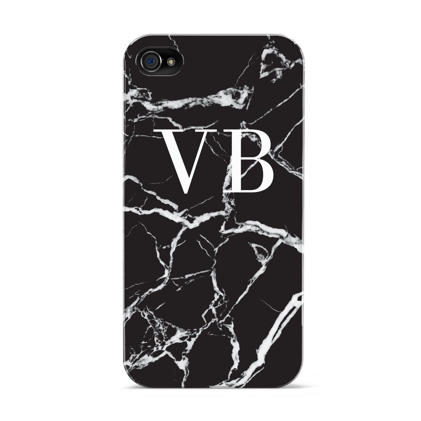Personalised Black Marble Effect Monogram Apple iPhone 4s Case