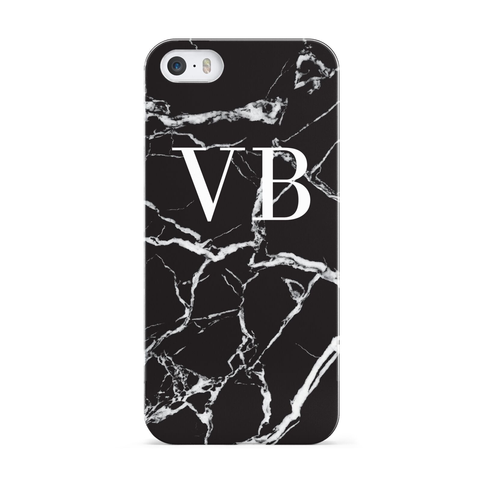 Personalised Black Marble Effect Monogram Apple iPhone 5 Case