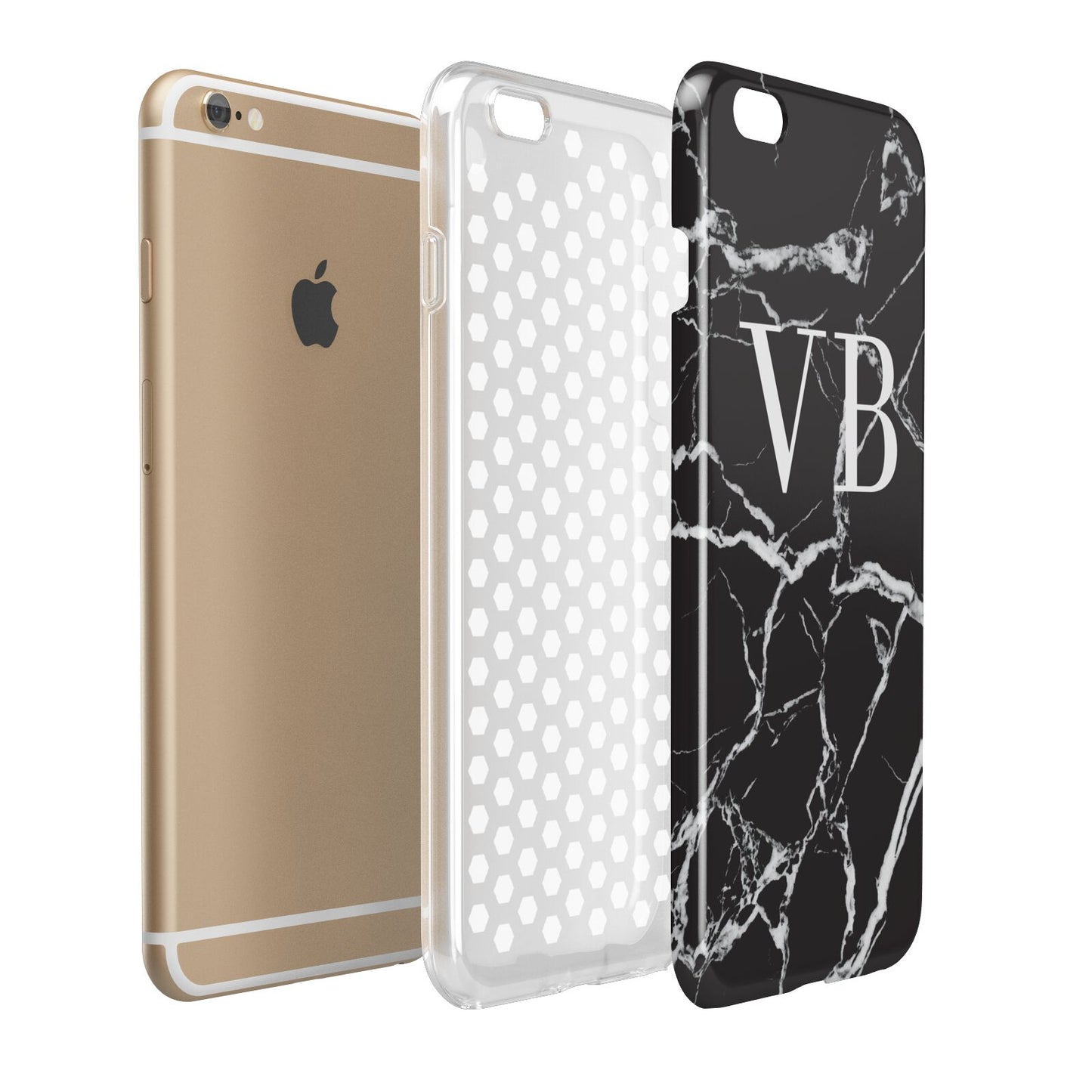 Personalised Black Marble Effect Monogram Apple iPhone 6 Plus 3D Tough Case Expand Detail Image