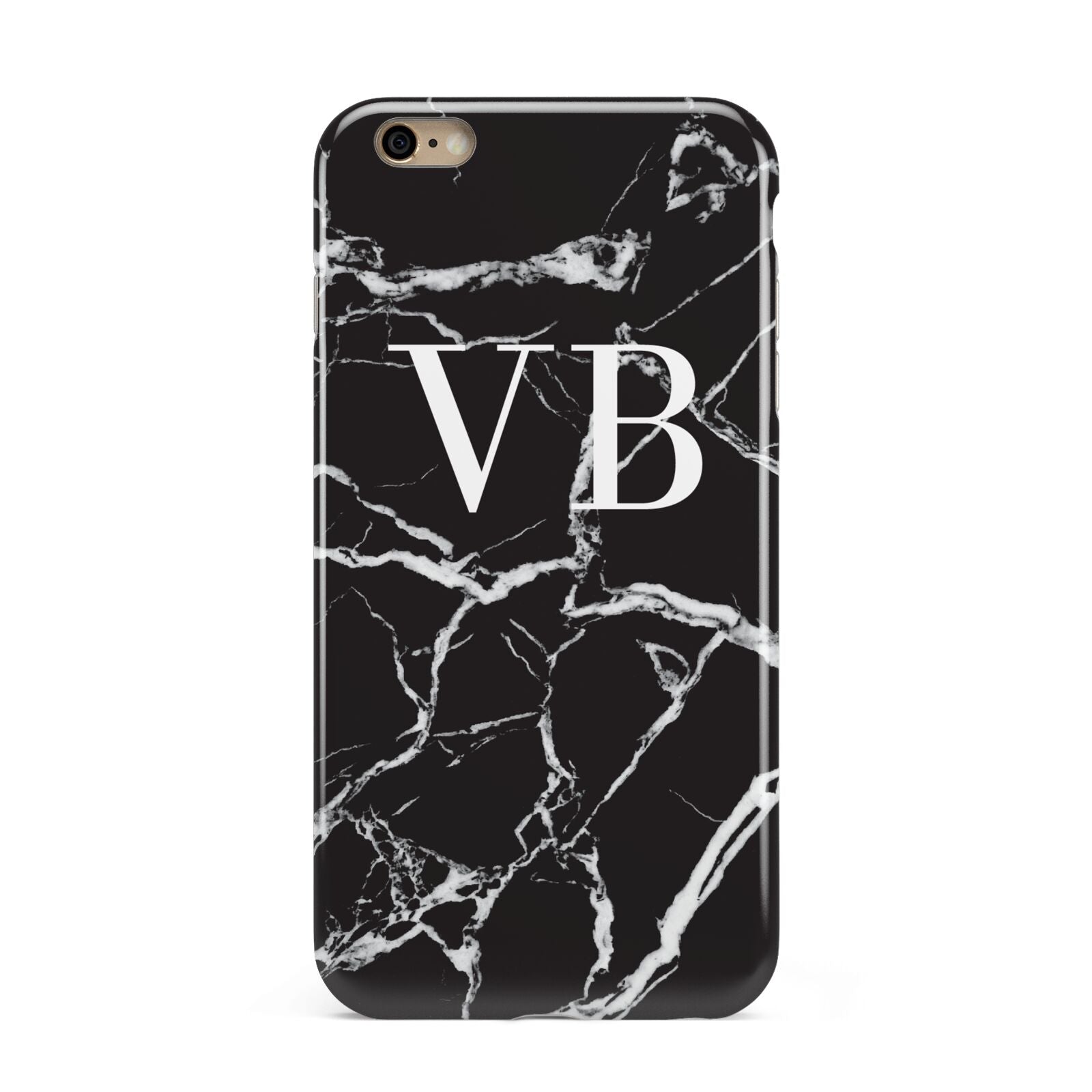 Personalised Black Marble Effect Monogram Apple iPhone 6 Plus 3D Tough Case