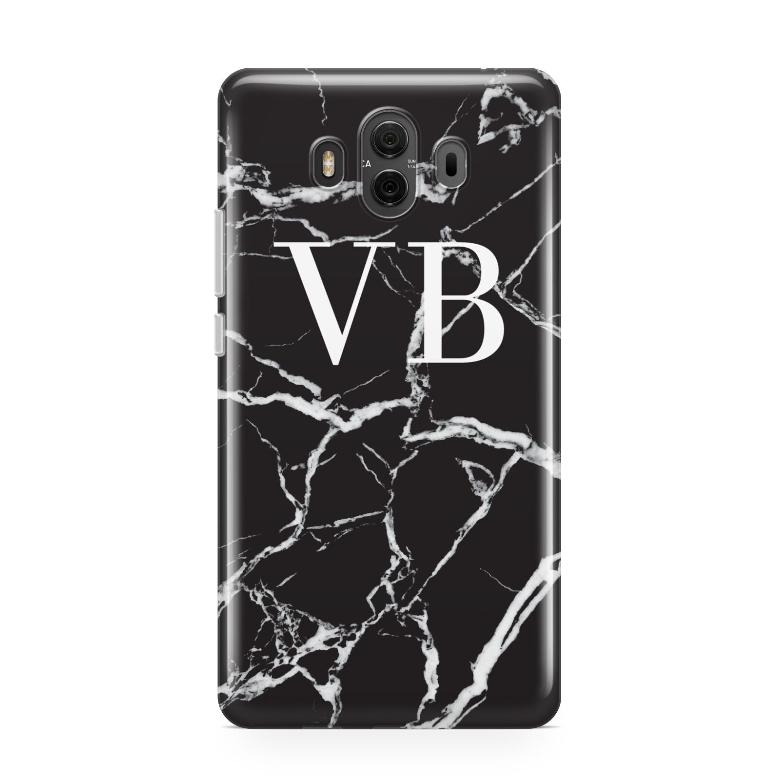 Personalised Black Marble Effect Monogram Huawei Mate 10 Protective Phone Case