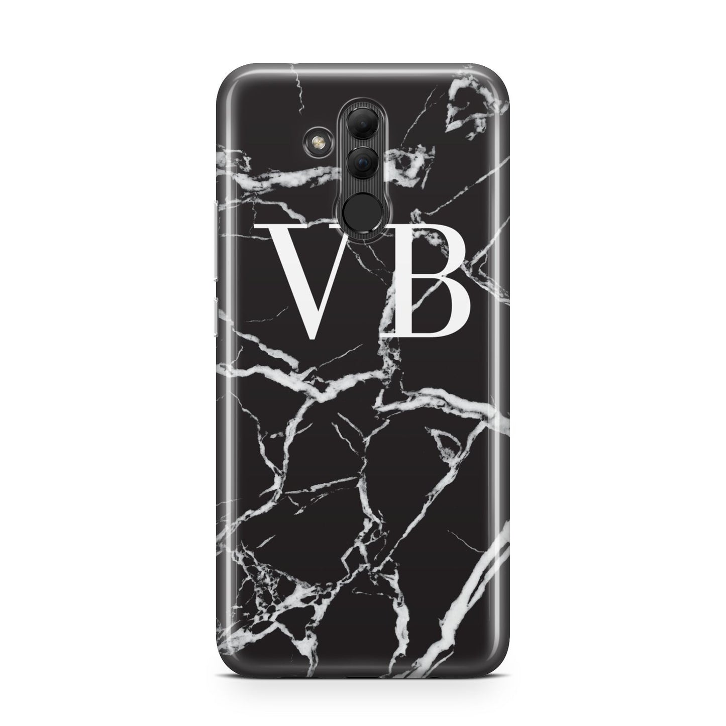 Personalised Black Marble Effect Monogram Huawei Mate 20 Lite