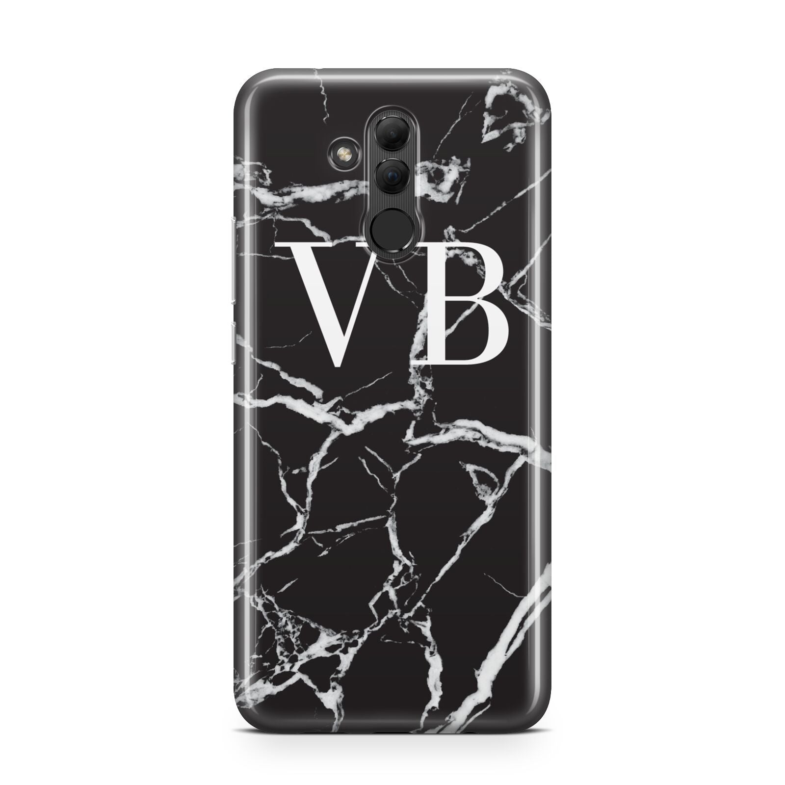 Personalised Black Marble Effect Monogram Huawei Mate 20 Lite