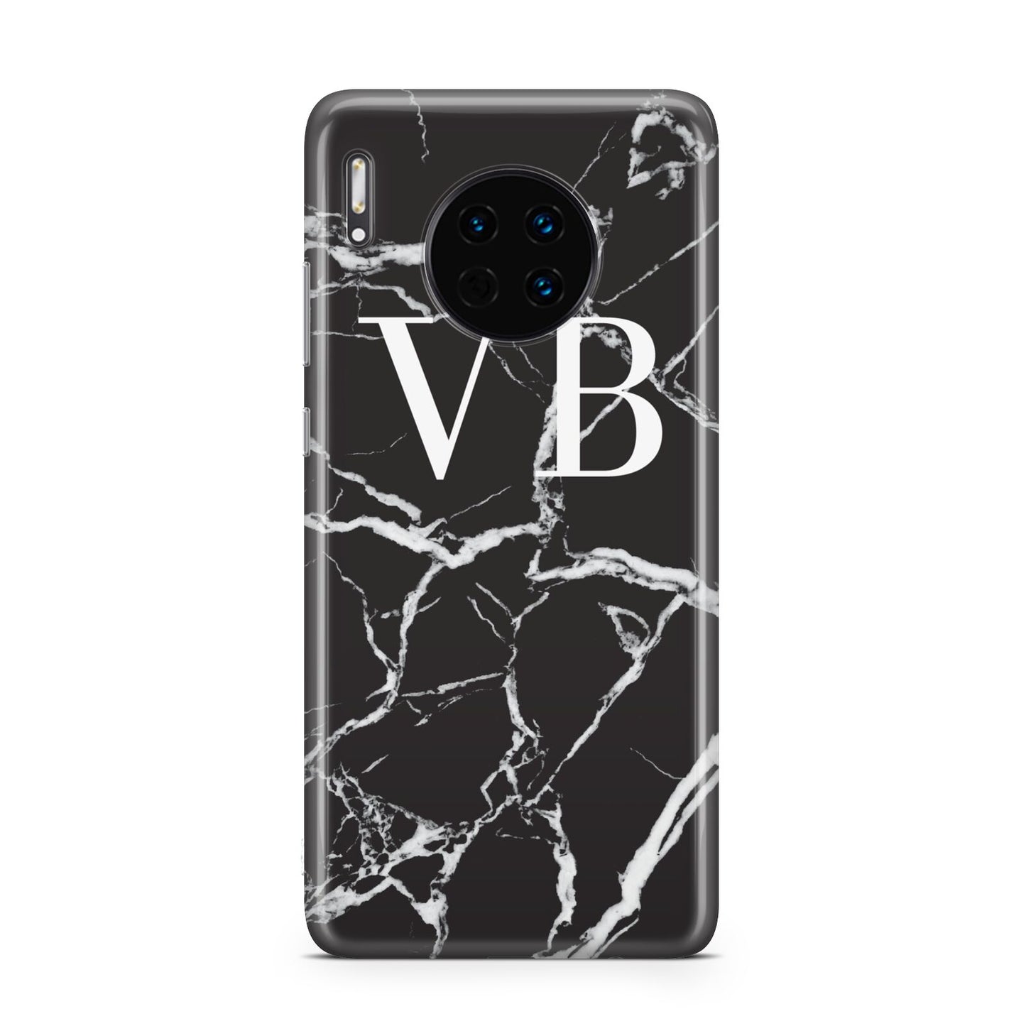 Personalised Black Marble Effect Monogram Huawei Mate 30