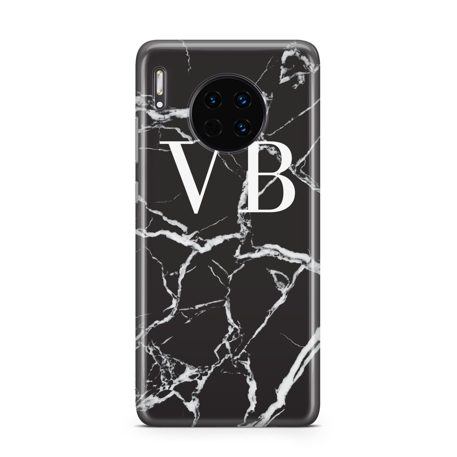 Personalised Black Marble Effect Monogram Huawei Mate 30