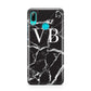 Personalised Black Marble Effect Monogram Huawei P Smart 2019 Case