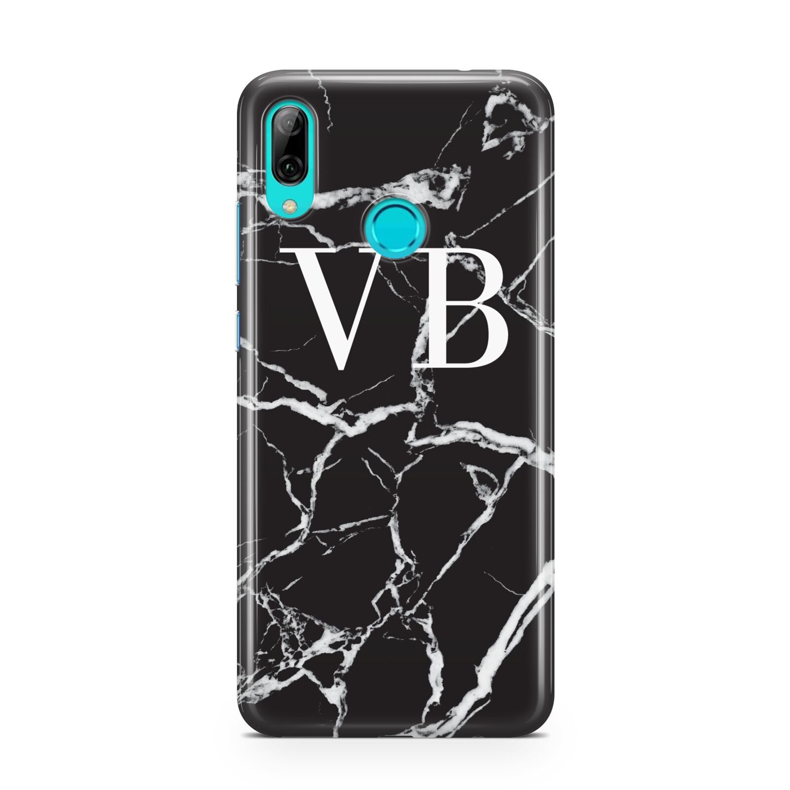 Personalised Black Marble Effect Monogram Huawei P Smart 2019 Case