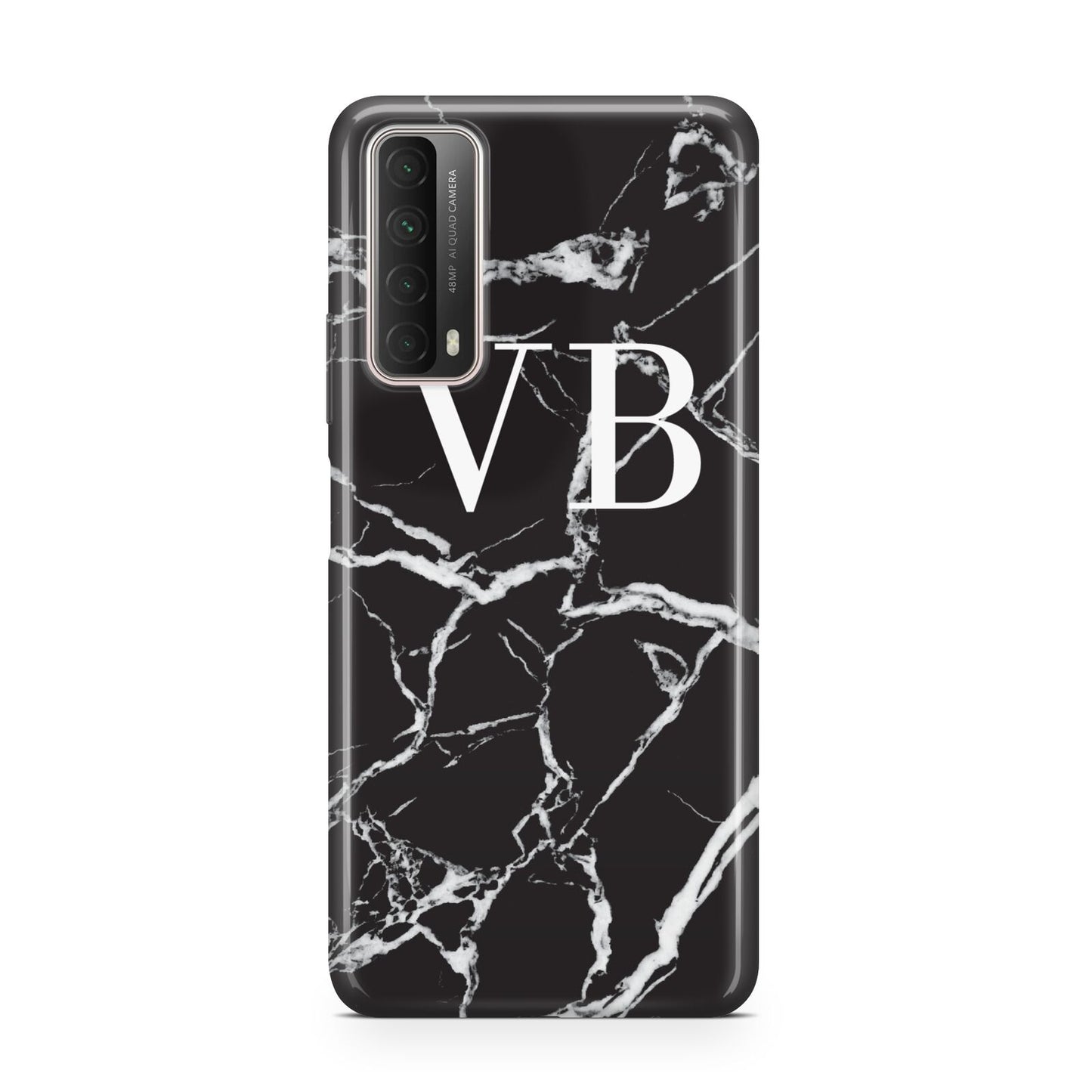 Personalised Black Marble Effect Monogram Huawei P Smart 2021
