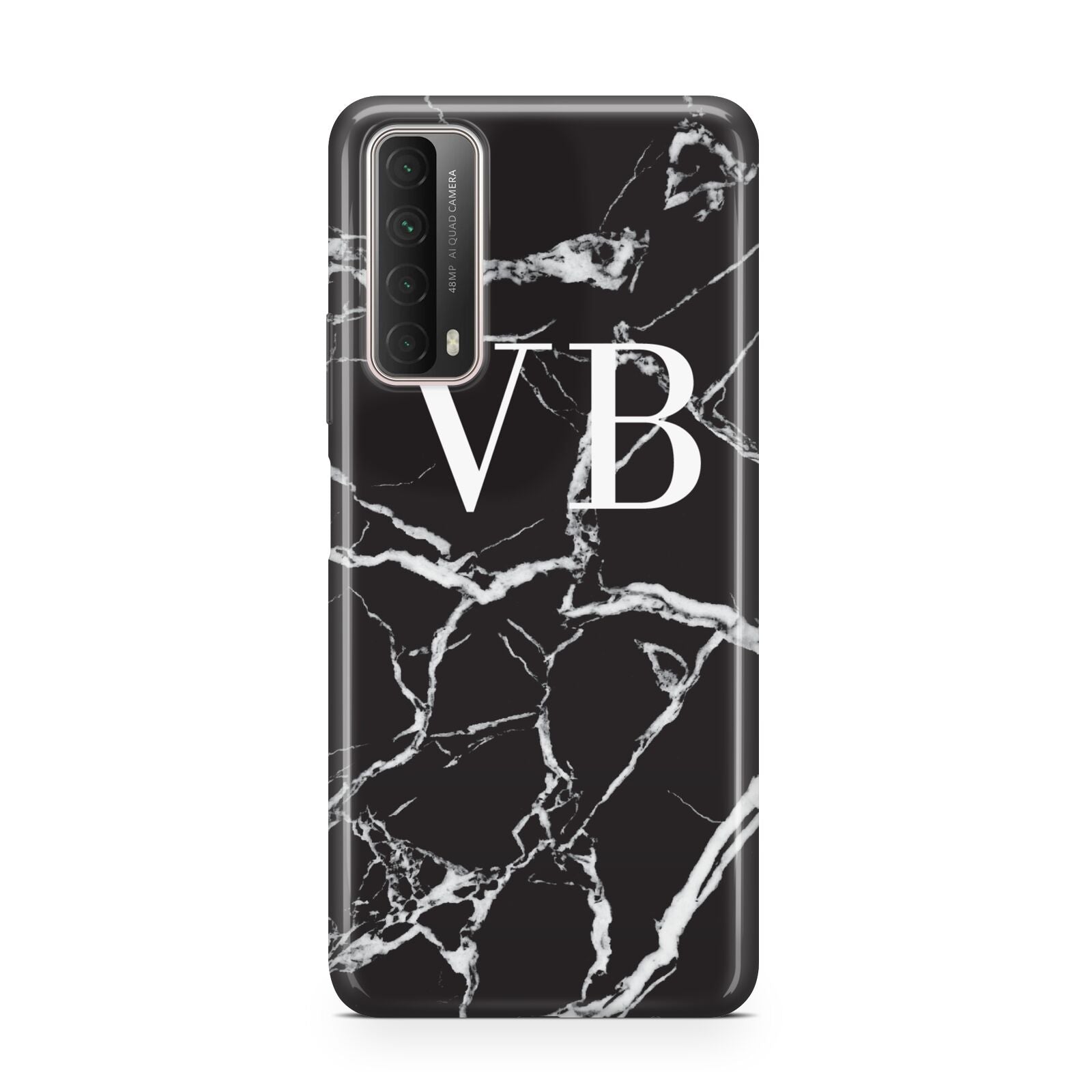 Personalised Black Marble Effect Monogram Huawei P Smart 2021