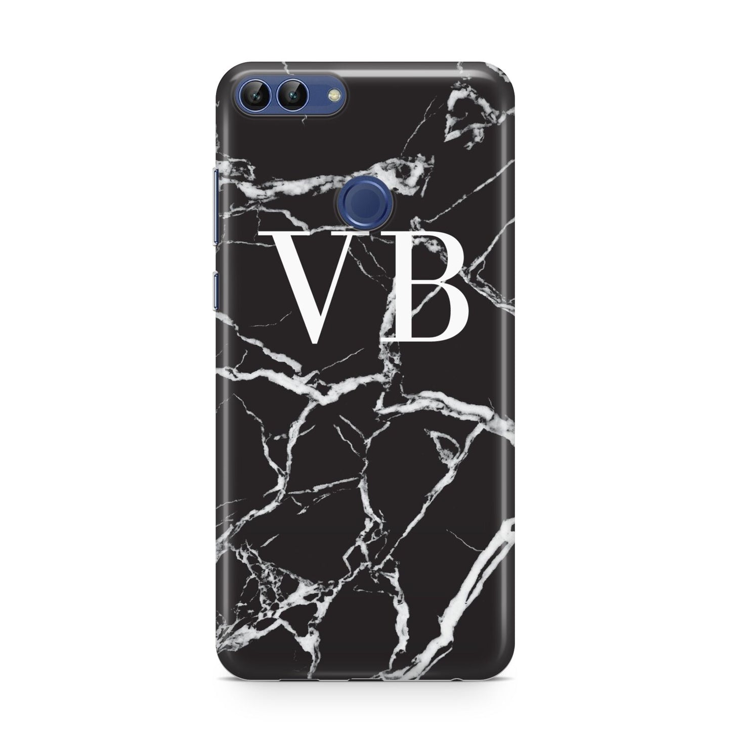 Personalised Black Marble Effect Monogram Huawei P Smart Case