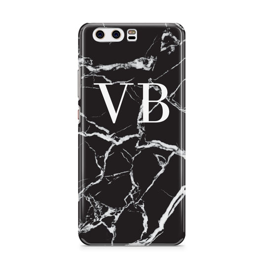 Personalised Black Marble Effect Monogram Huawei P10 Phone Case