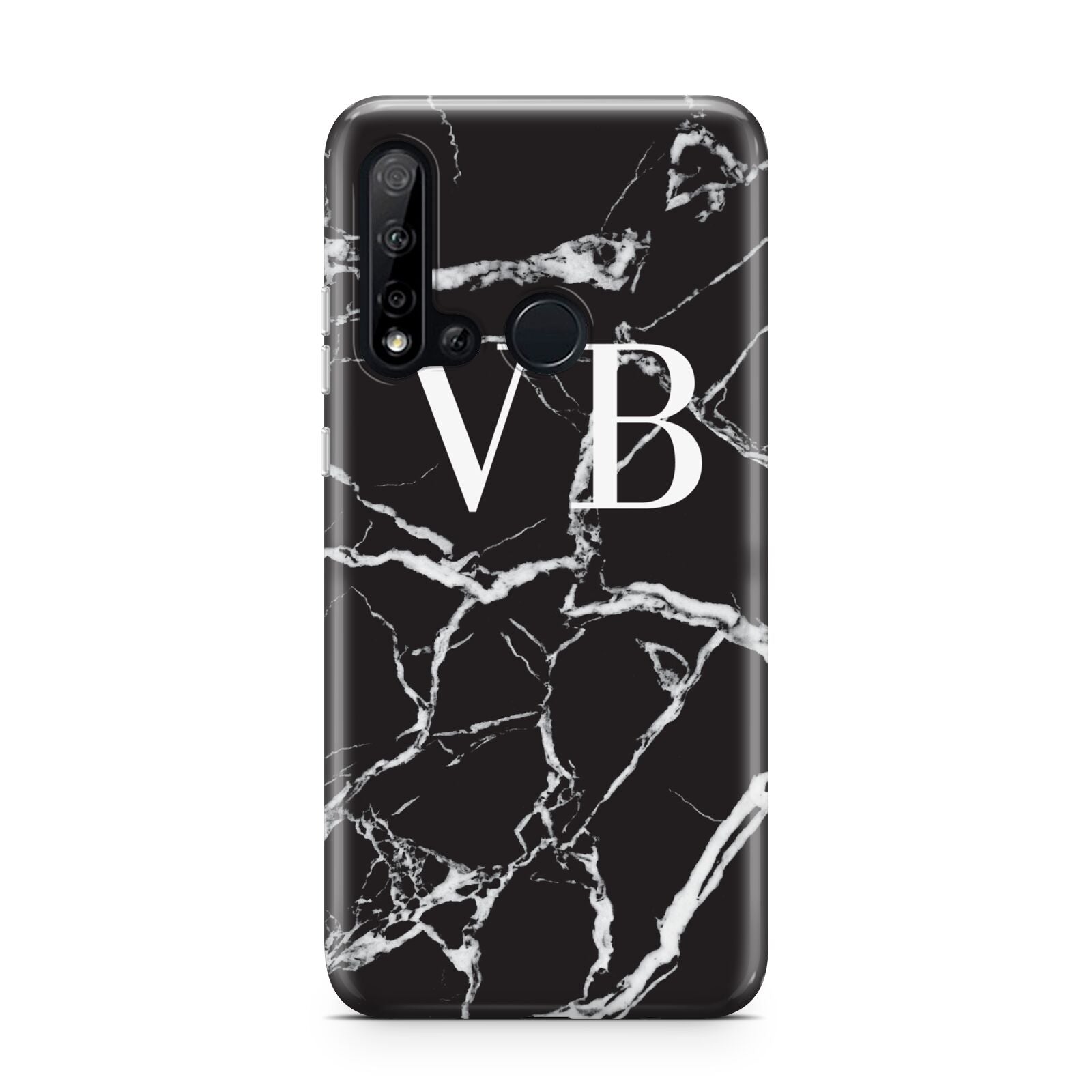 Personalised Black Marble Effect Monogram Huawei P20 Lite 5G Phone Case