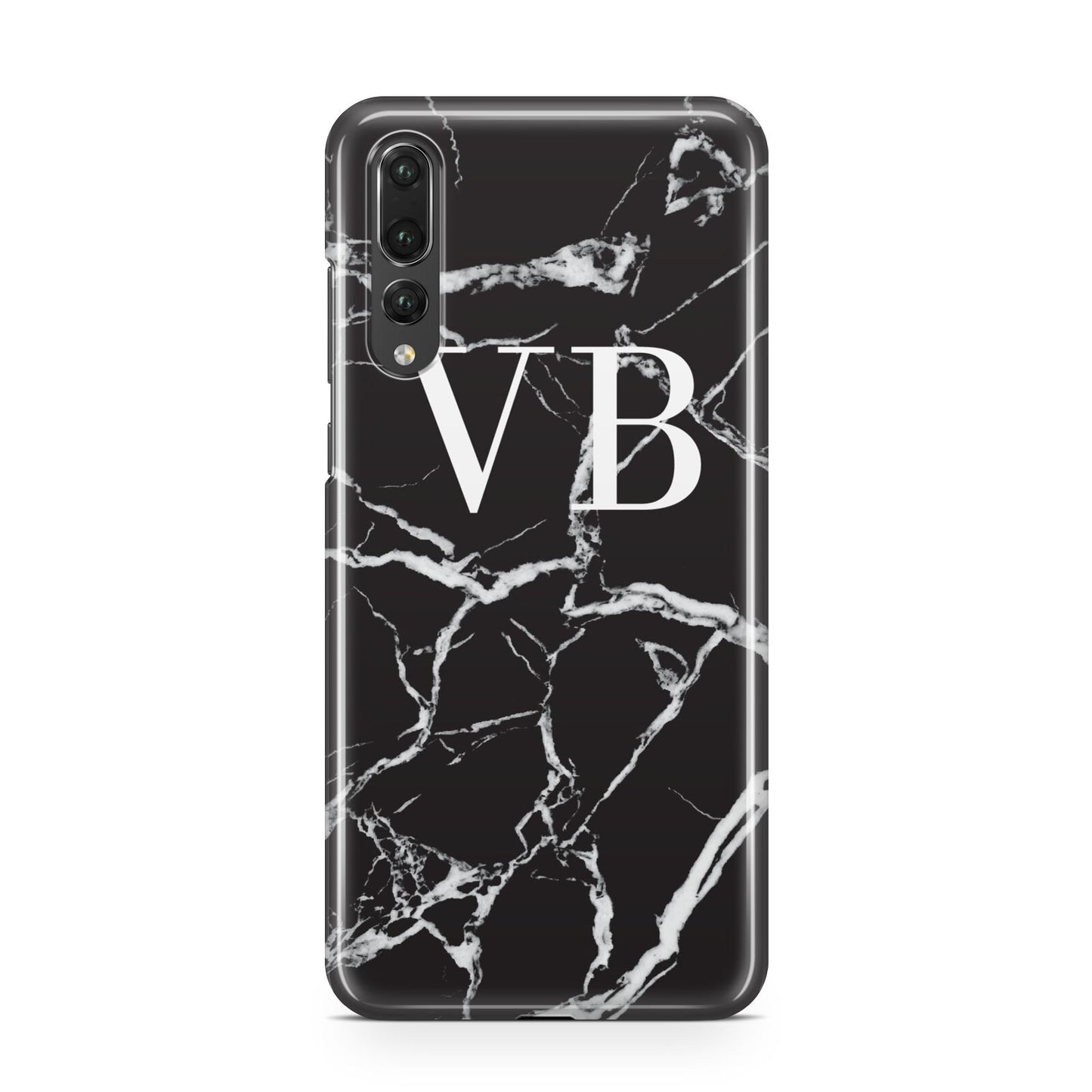 Personalised Black Marble Effect Monogram Huawei P20 Pro Phone Case