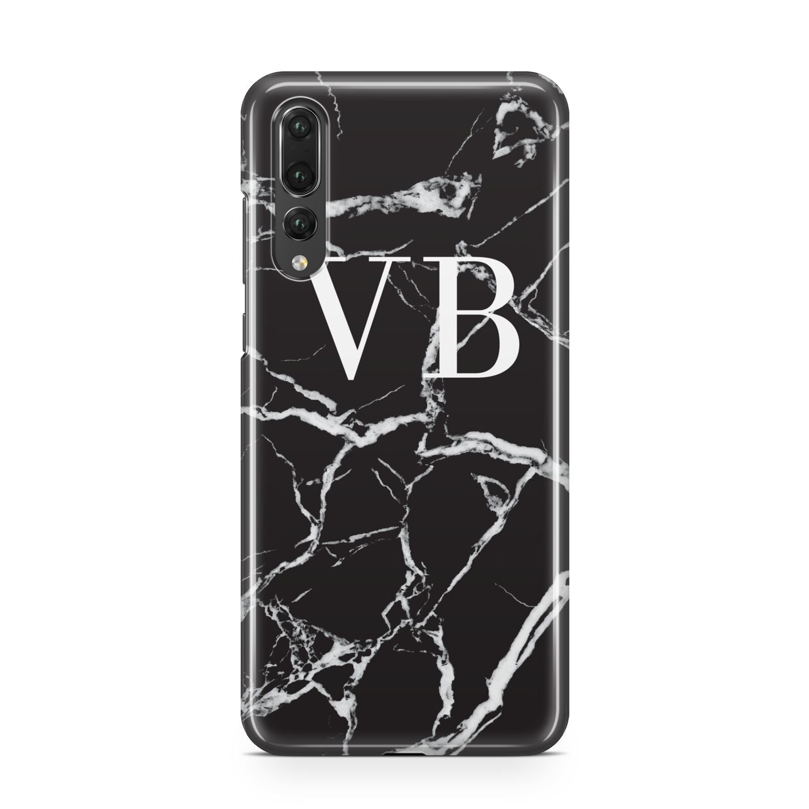 Personalised Black Marble Effect Monogram Huawei P20 Pro Phone Case