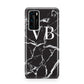 Personalised Black Marble Effect Monogram Huawei P40 Phone Case
